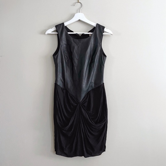 Bailey 44 Faux Leather Scalloped Black Dress, Women Size 2 - Picture 2 of 10